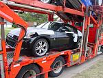 My 370Z arriving at the dealership. The very friendly associate took these photos for me at my request.