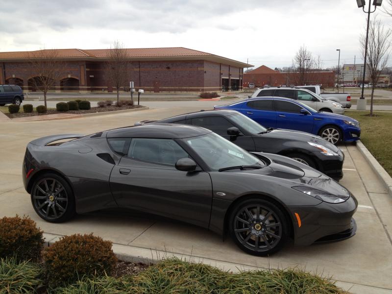 Test Drive day. My Lotus Evora has black package. Mostly black accents and black roof, black sills, black front chin