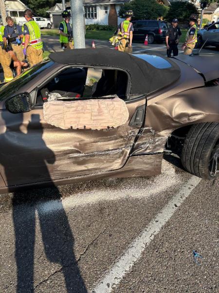 First hit by the SUV.
