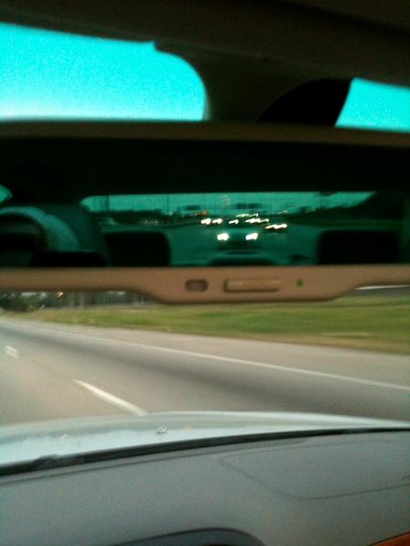 My buddy's S2K the day he picked it up, viewed from the rearview mirror of my old Lexus LS430.