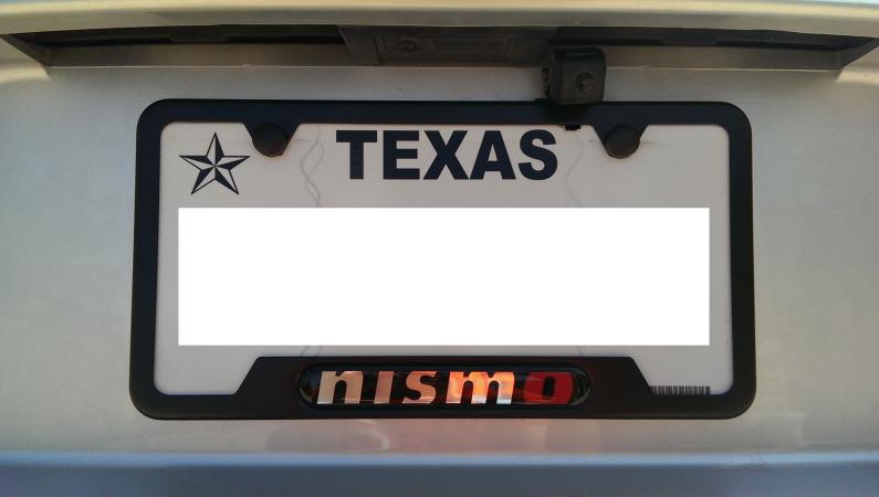 Matte black Nismo license plate holder
