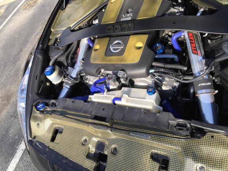 A close up of the engine bay.