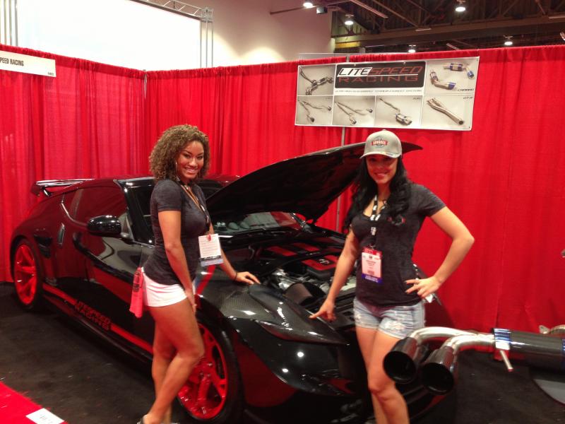 The Litespeed Racing booth at SEMA 2012, with some Litespeed Racing fans!