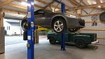 First time with the Z on the lift.  Took a little time to get it all lined up and got it in the air without crushing the side skirts.