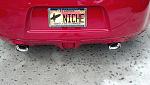 An angle with the exhaust.