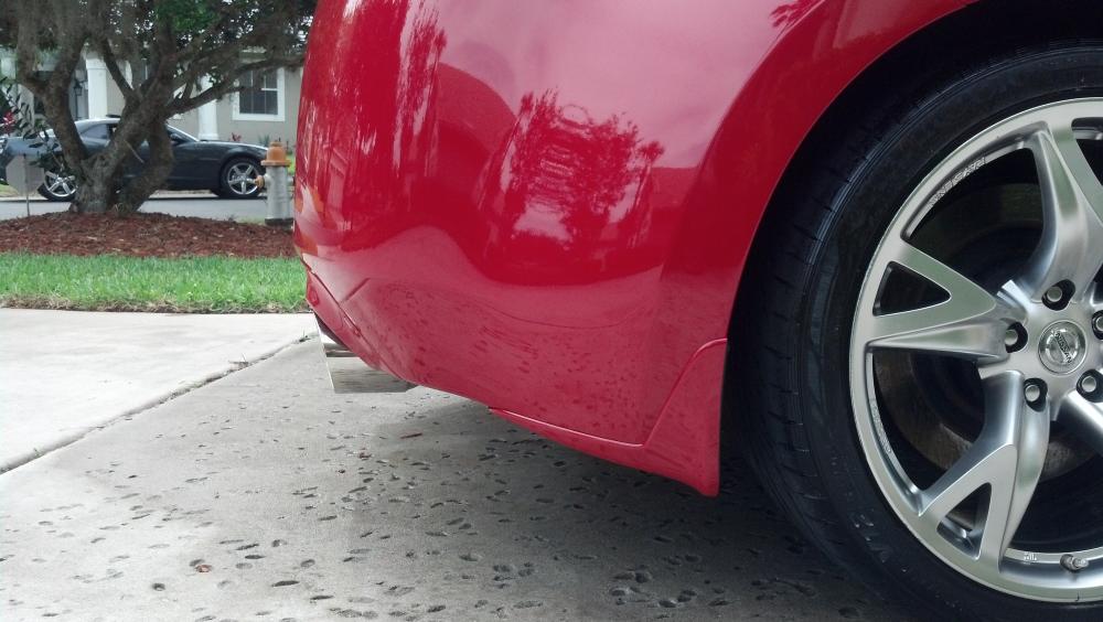 The side view up close of the new exhaust.