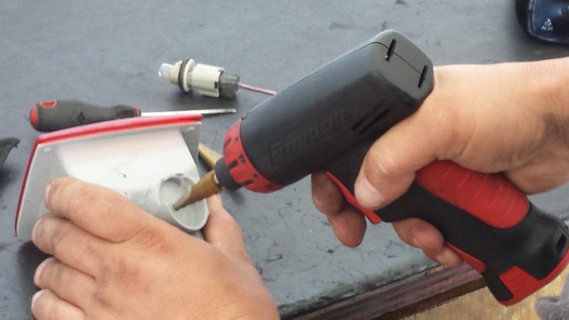 Step 3 (continue)- Start drilling a hole for the bulb, switch.