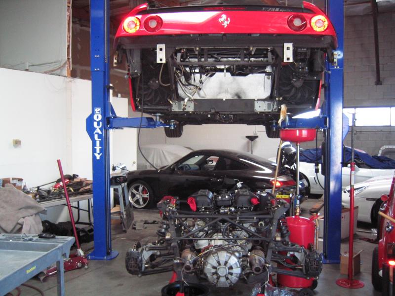 Ferrari F355 getting major service.