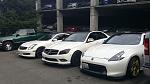 nissan 370z, brabus mercedes c350, infiniti g35 
@ UWB school campus