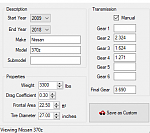 Virtual dyno settings