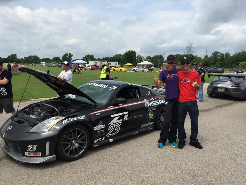 Nissan Super Hero & GT Academy winner Bryan Heitkotter.  Took some laps in the spec... we may have tried to make him feel at home with his driver vinyl already on the car.