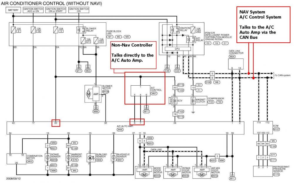 Wiring diagram for the Non-NAV system including where the NAV system would tie in